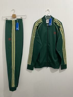 Adidas Originals Superstar Track Suit Set Green Yellow Men's Size L New With Tag